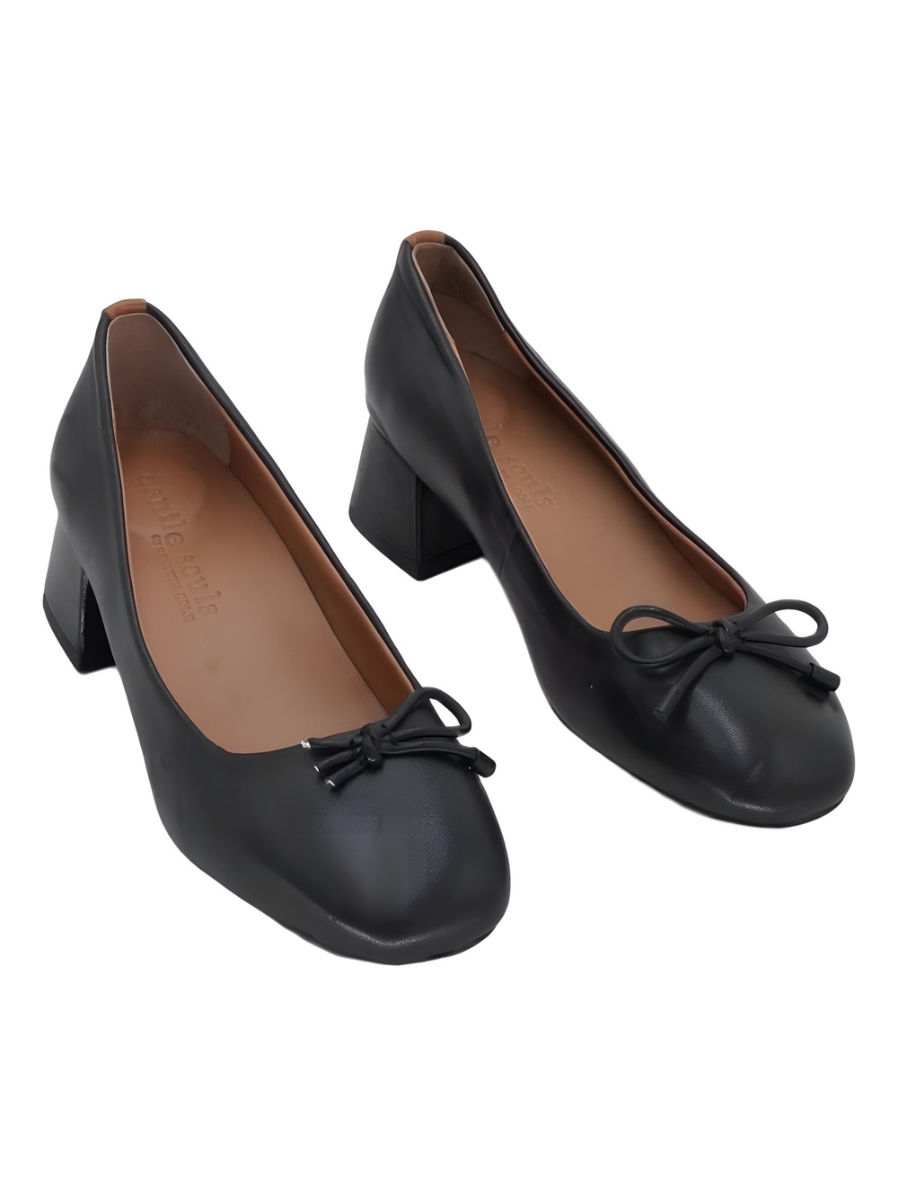 Gentle Souls by Kenneth Cole Lancine Leather Bow Heel Black Size 6.5